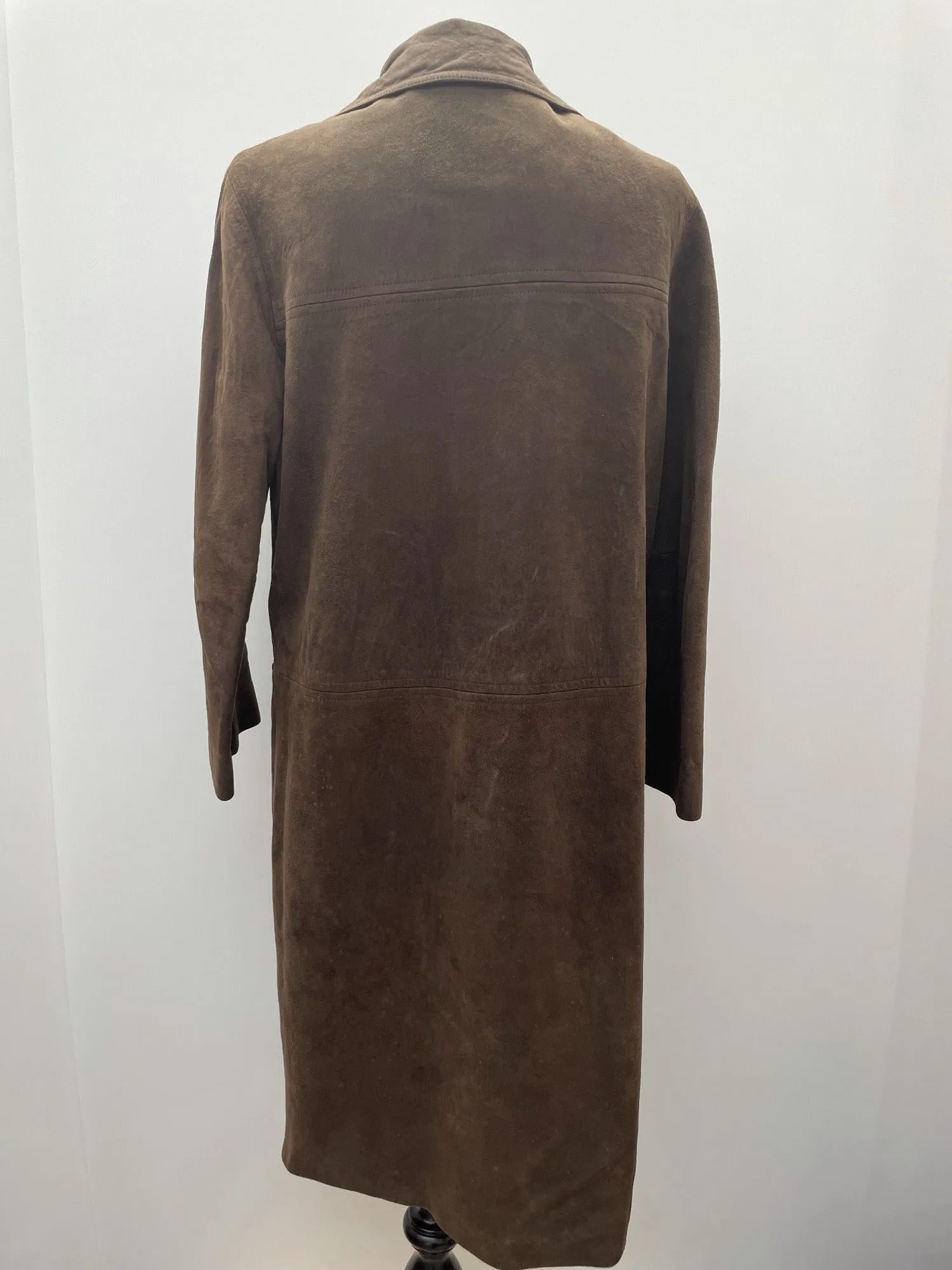 1960s Long Suede Coat in Brown - Size 16