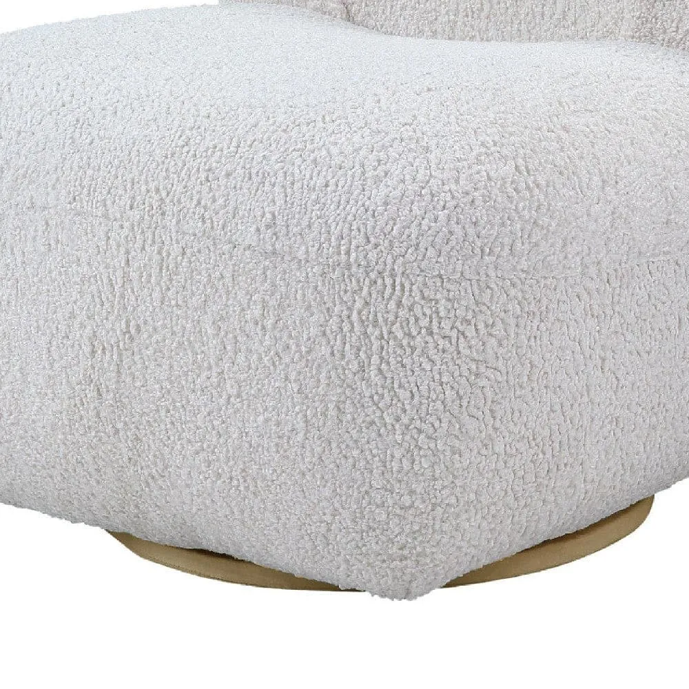 27 Inch Teddy Sherpa Fabric Curved Accent Chair, Swivel Function, White By Casagear Home