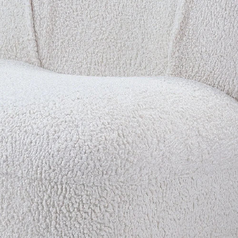 27 Inch Teddy Sherpa Fabric Curved Accent Chair, Swivel Function, White By Casagear Home