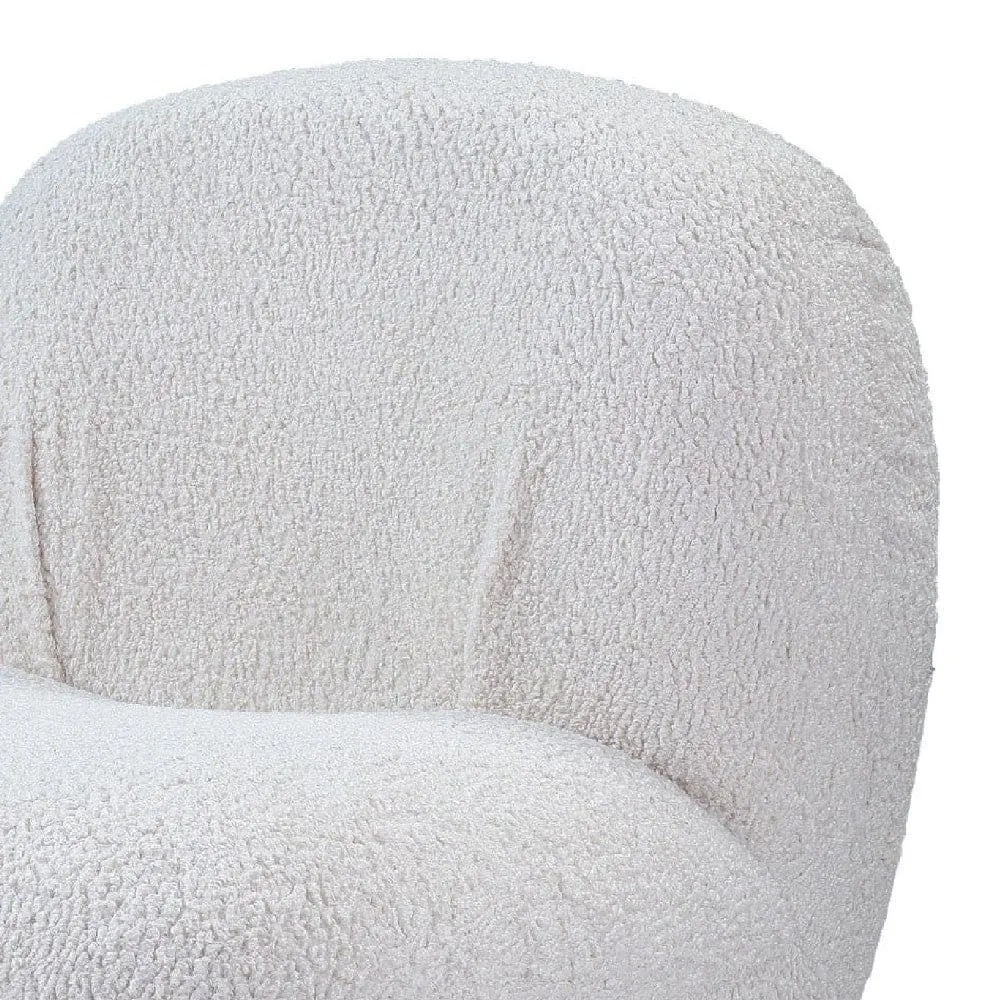 27 Inch Teddy Sherpa Fabric Curved Accent Chair, Swivel Function, White By Casagear Home