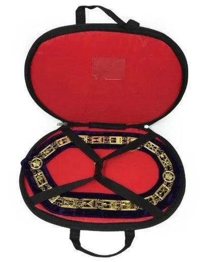 32nd Degree - Scottish Rite Wings DOWN Chain Collar - Gold/Silver on Black   Free Case