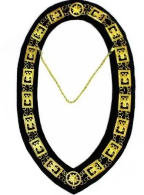 32nd Degree - Scottish Rite Wings DOWN Chain Collar - Gold/Silver on Black   Free Case