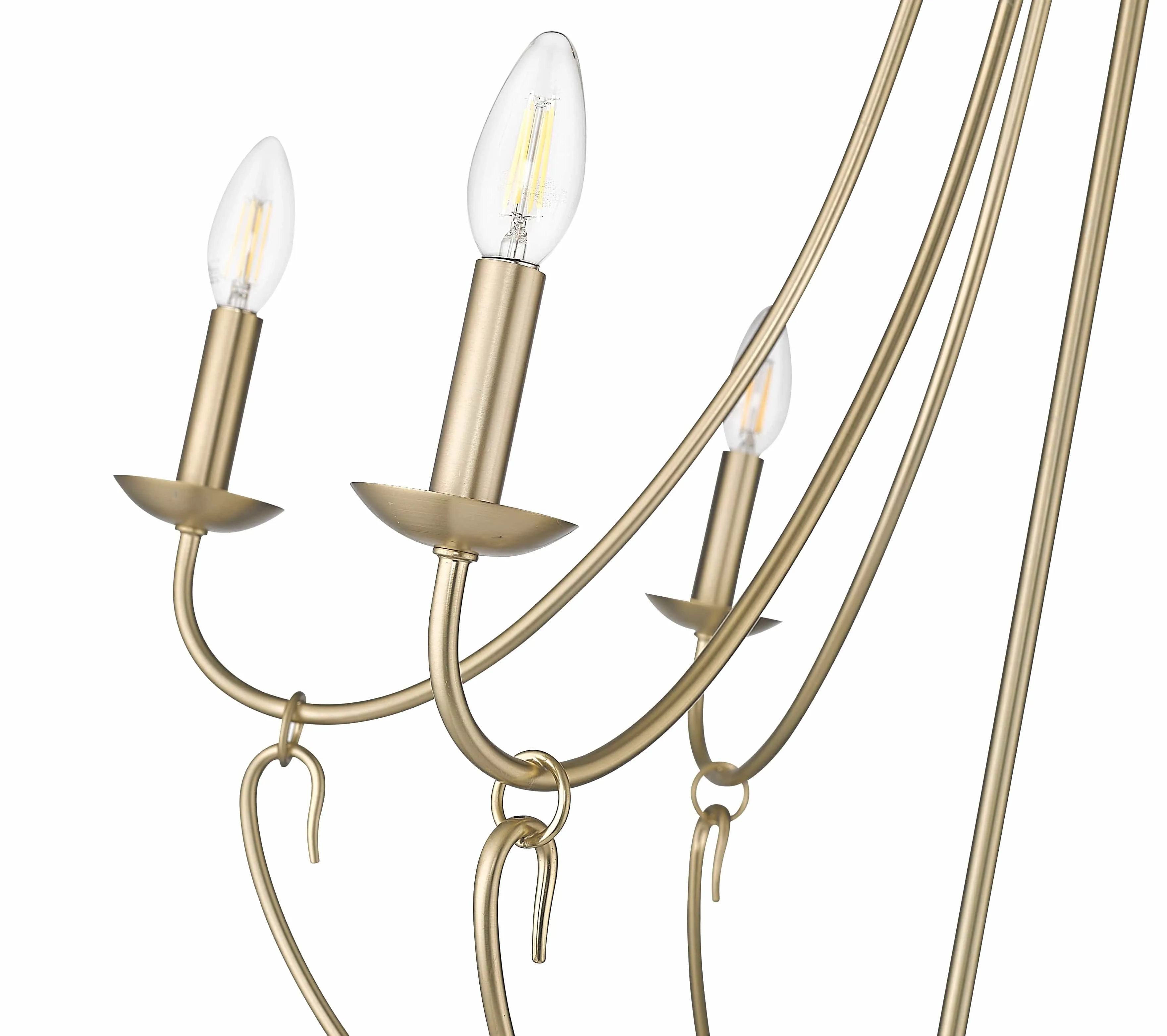 6 Lamps Eisley Chandelier - Modern Gold - White Fabric Shade - 28.5in Diameter - E12 Candelabra Base