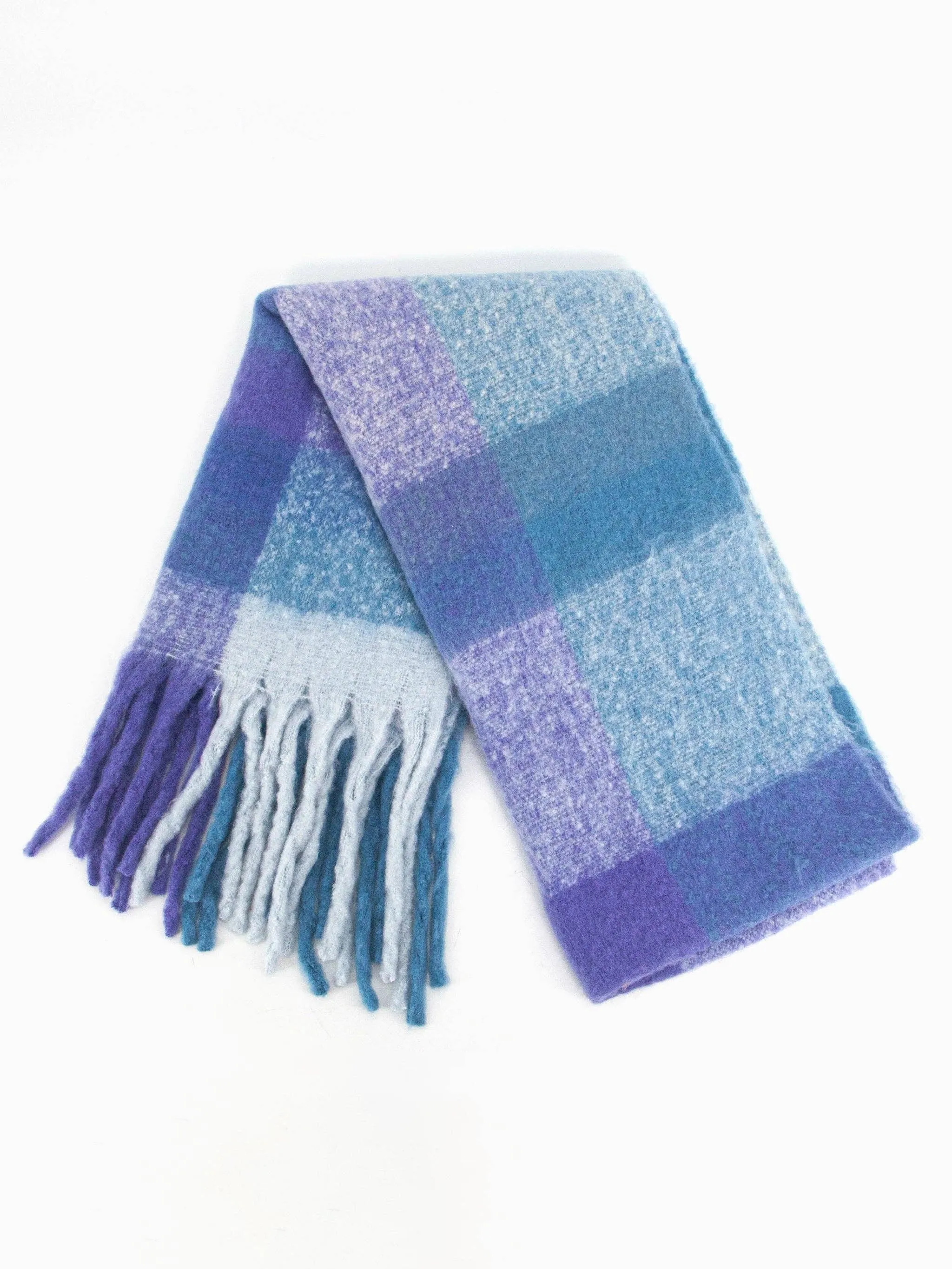 Allie Heavyweight Scarf - Blue/Purple, Square Colour Block: One-size