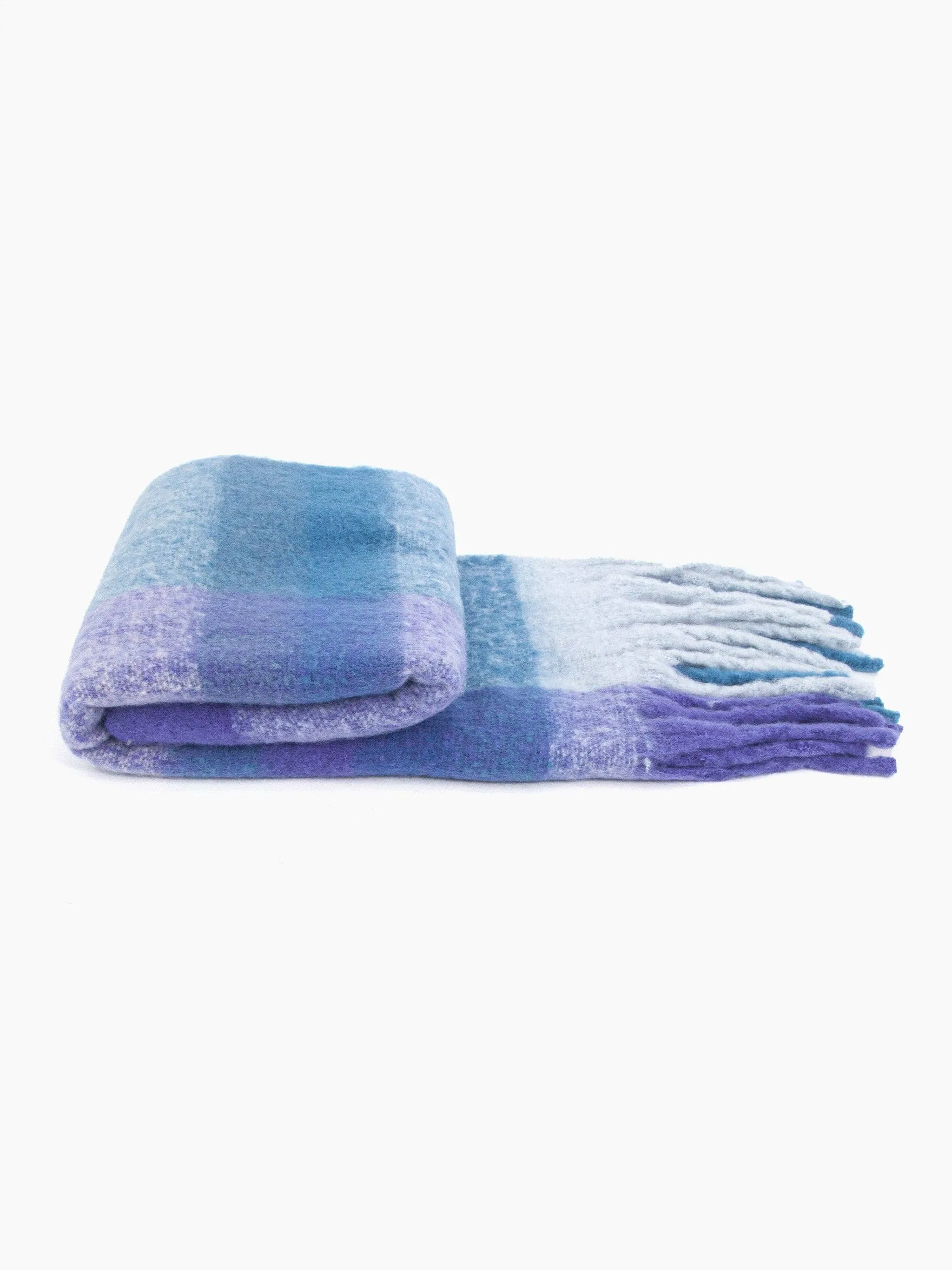 Allie Heavyweight Scarf - Blue/Purple, Square Colour Block: One-size