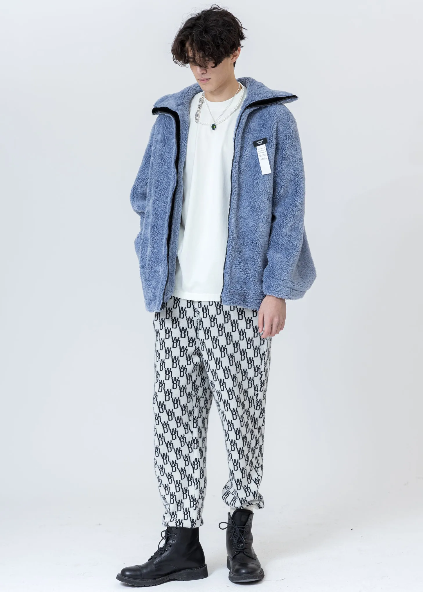 Blue Faux Fur Jumper With Pin