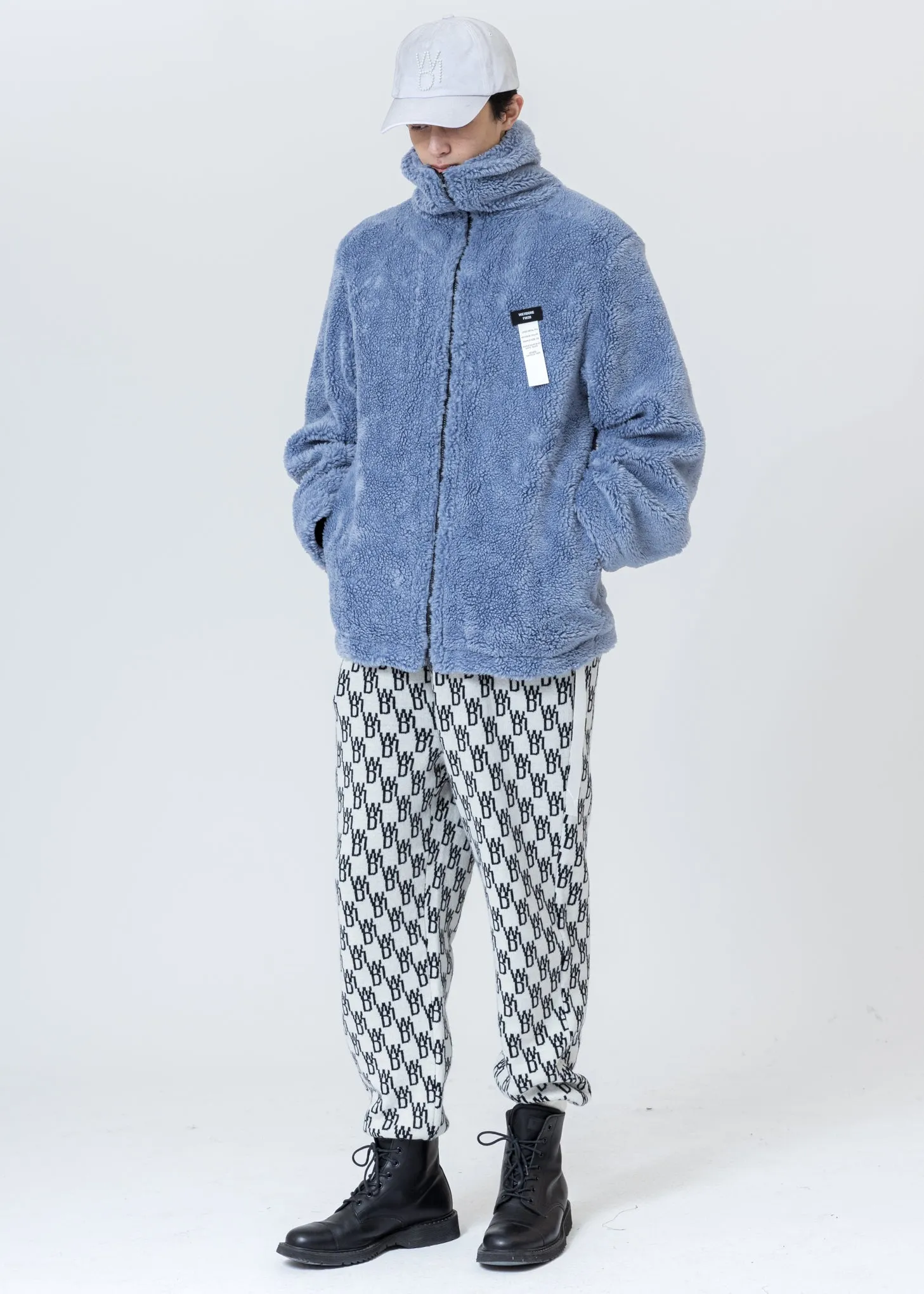 Blue Faux Fur Jumper With Pin