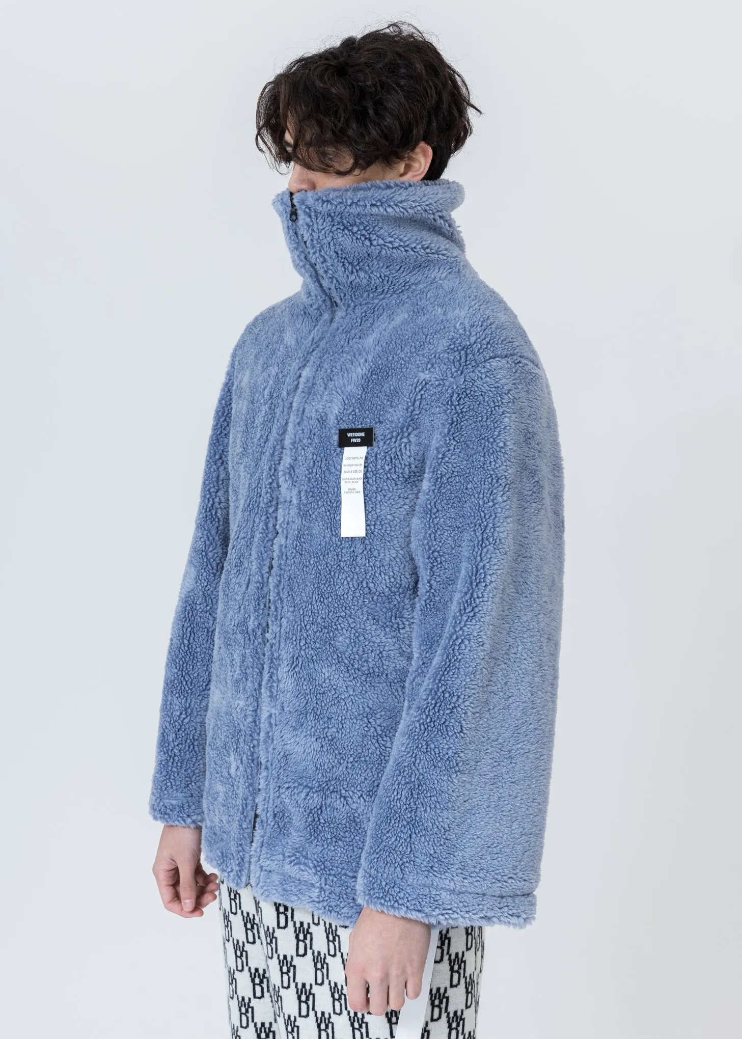 Blue Faux Fur Jumper With Pin