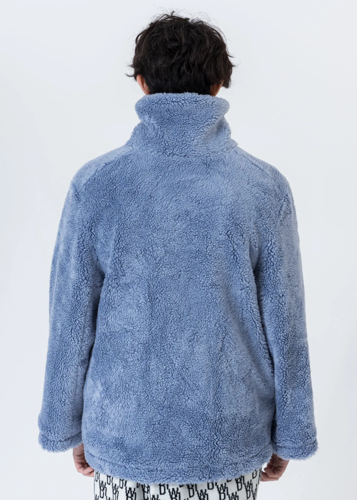Blue Faux Fur Jumper With Pin