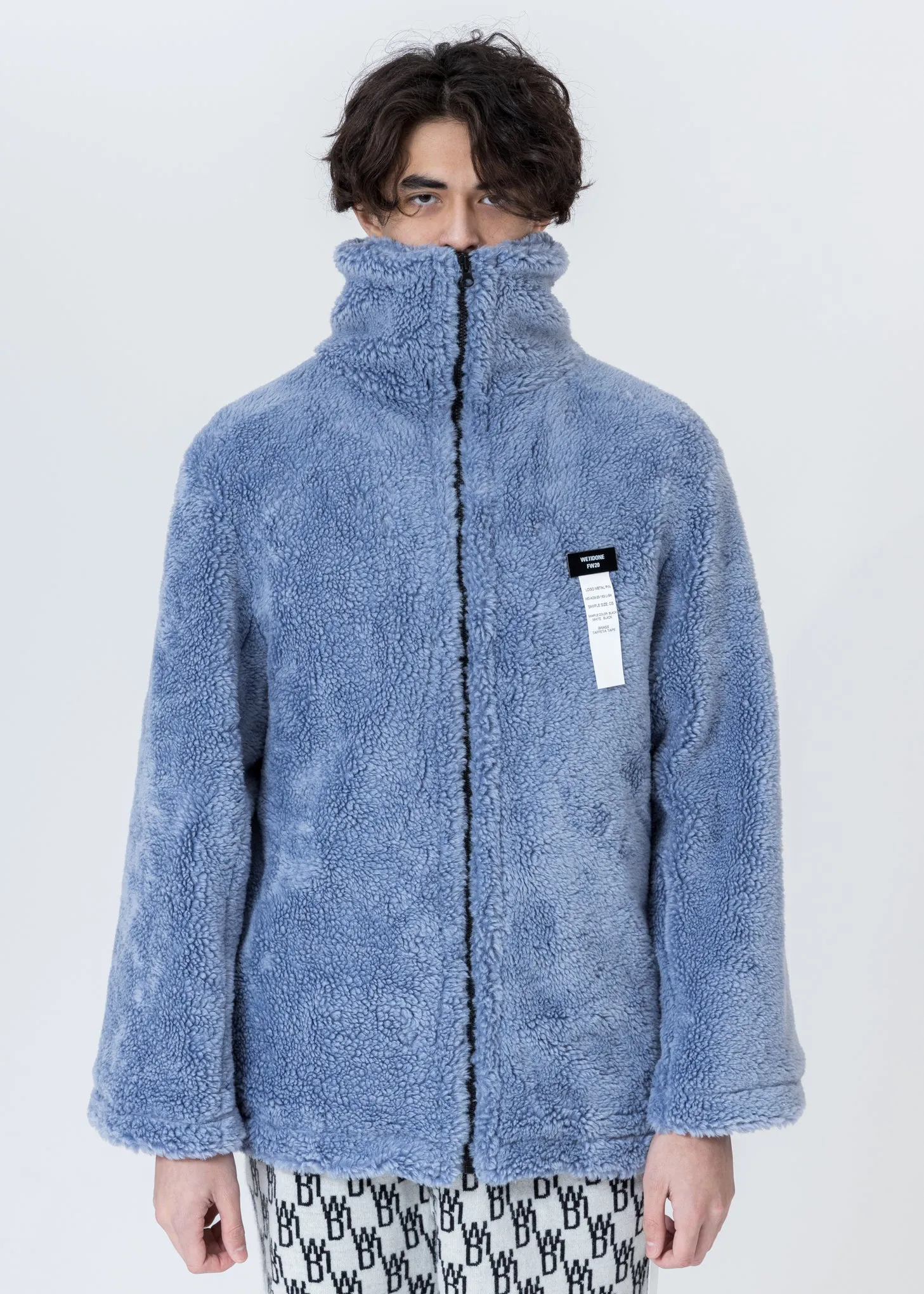 Blue Faux Fur Jumper With Pin