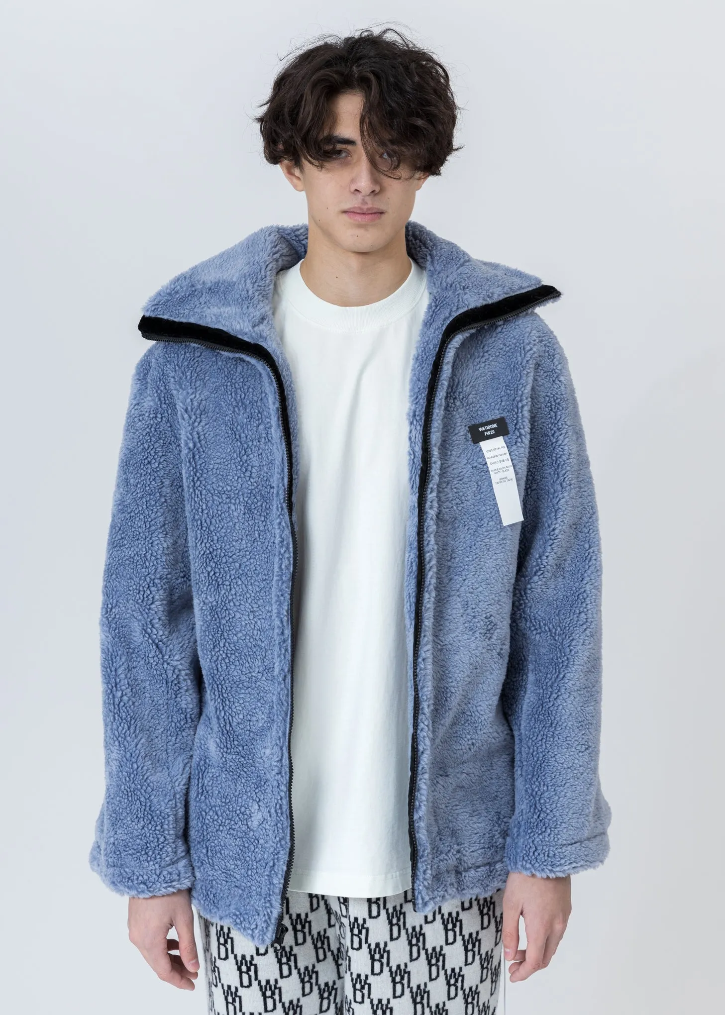 Blue Faux Fur Jumper With Pin
