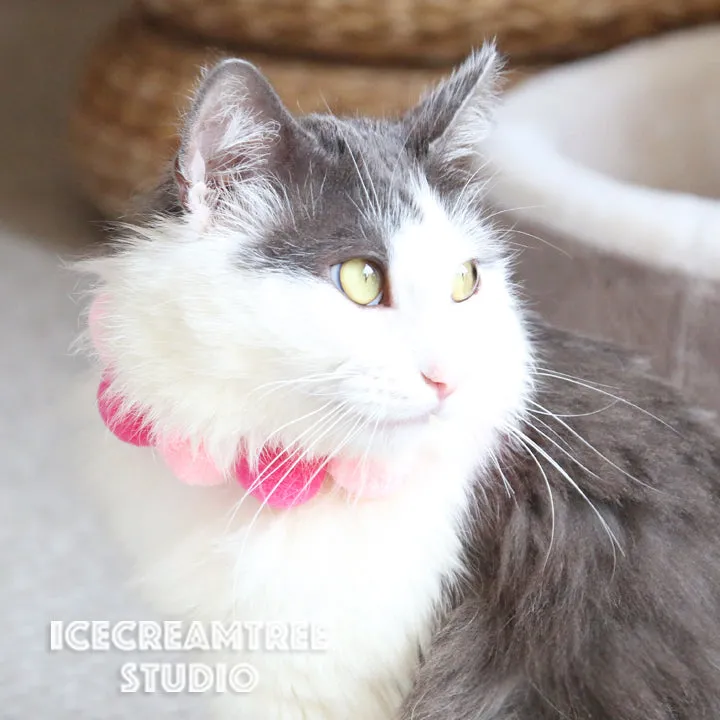 Blue Mint PomPom Necklace - Elastic Pet Collar