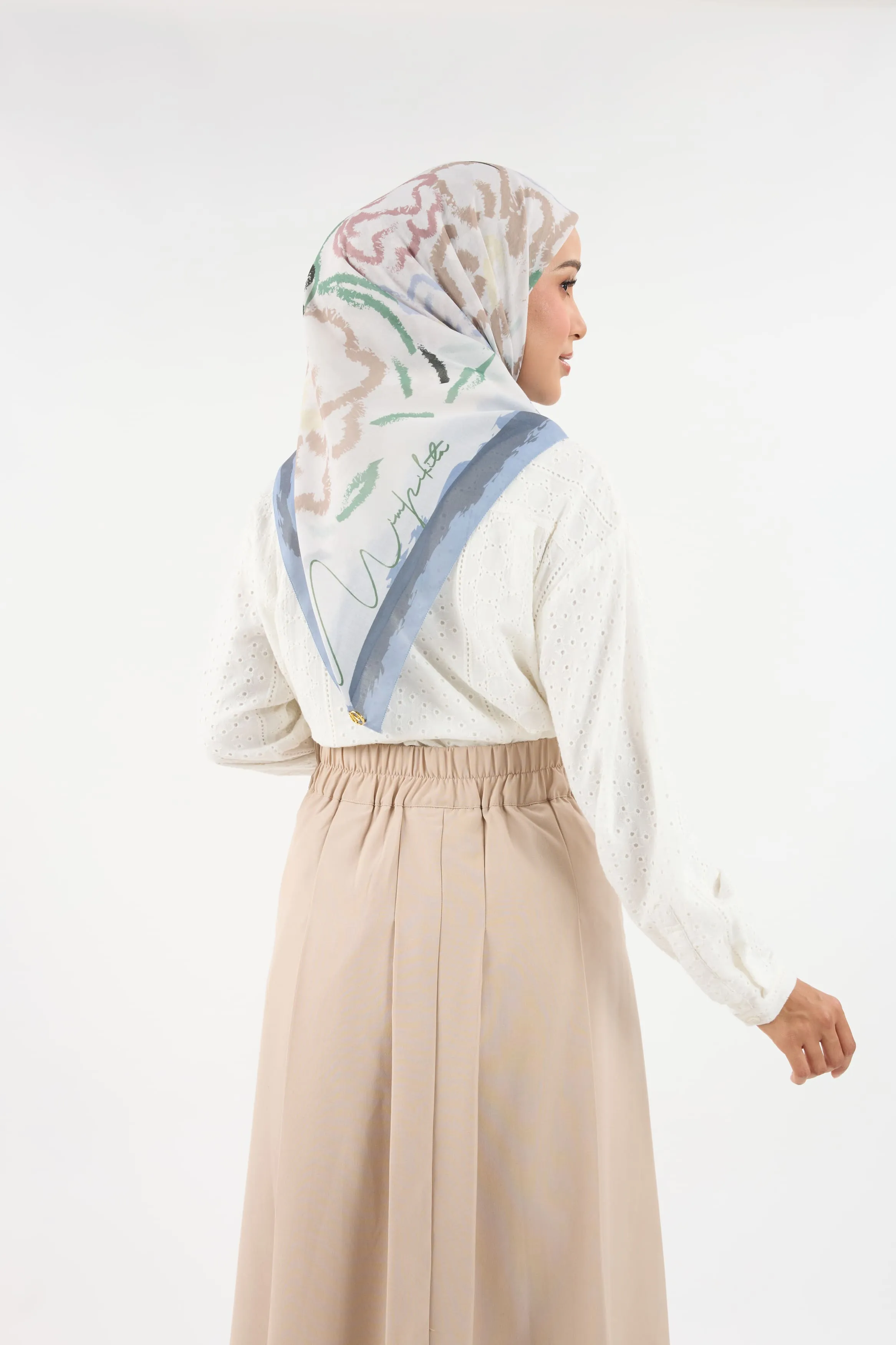 Bunga Raya Earthy-White Square Scarf