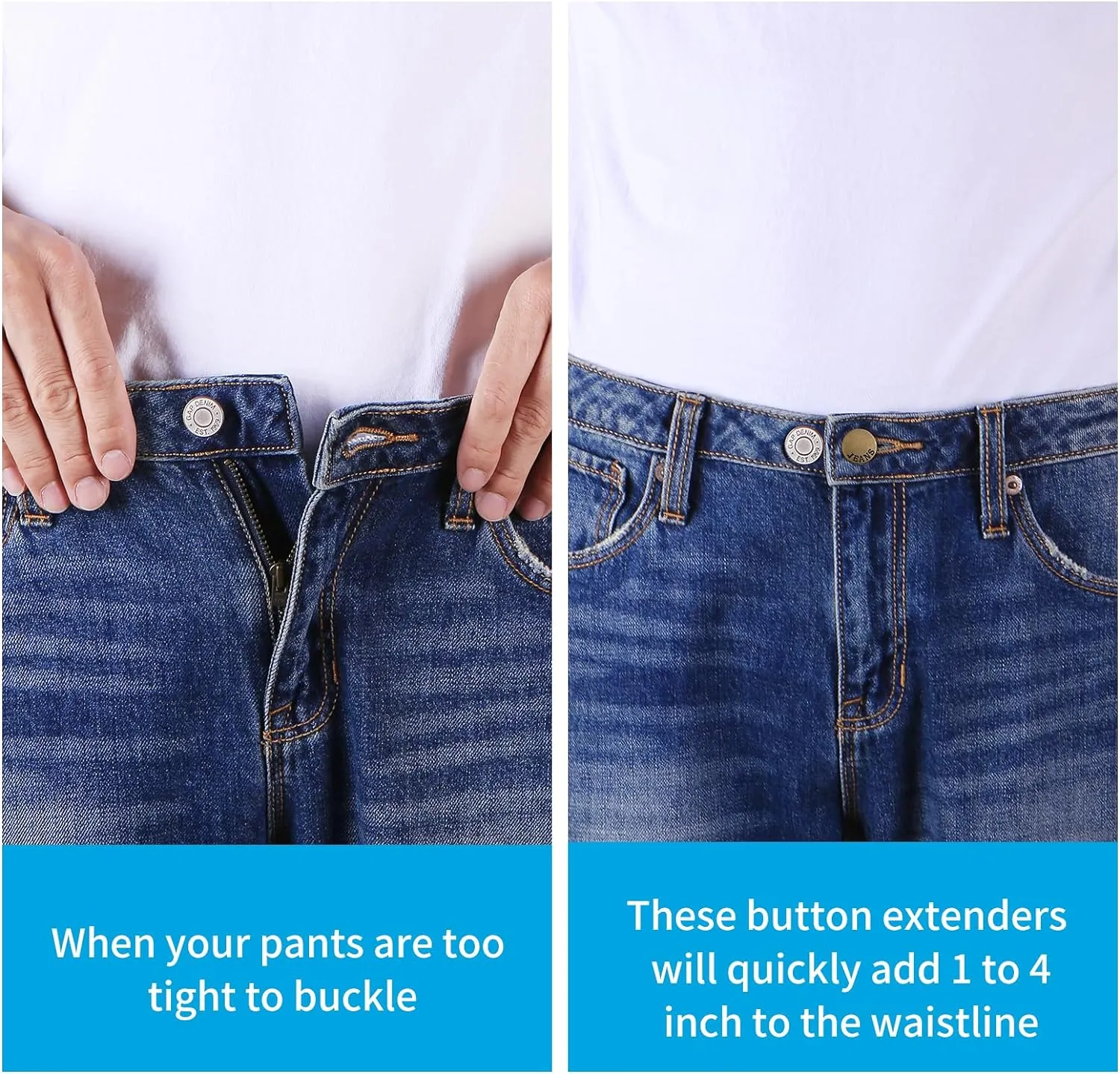 Ceryvop 12PCS Button Extenders for Jeans, Pants Waist Button Extender for Women Men, 3 Colors Pant Waistband Expander, Pants Waist Extension 1-1.4 Inches
