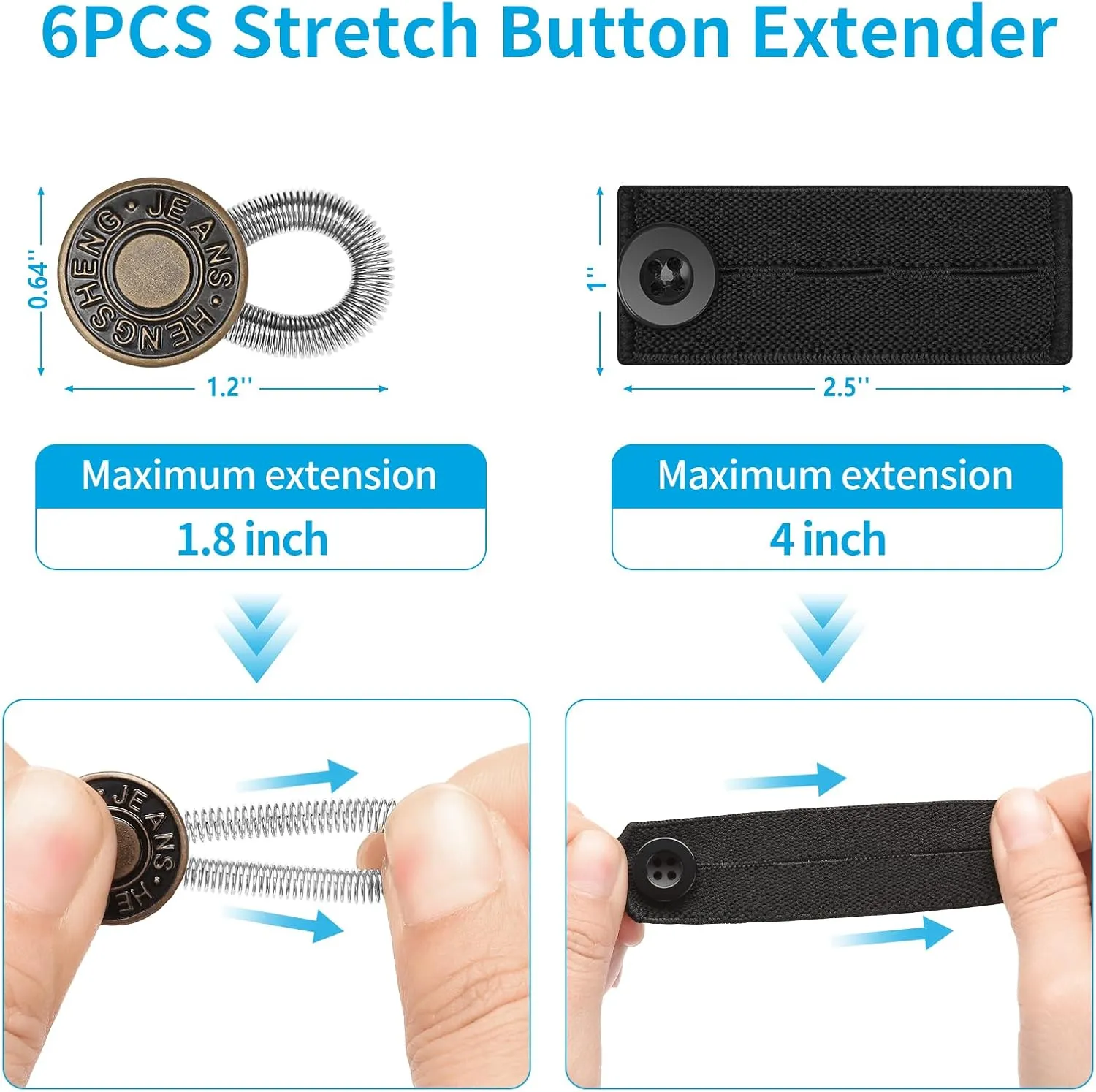 Ceryvop 12PCS Button Extenders for Jeans, Pants Waist Button Extender for Women Men, 3 Colors Pant Waistband Expander, Pants Waist Extension 1-1.4 Inches