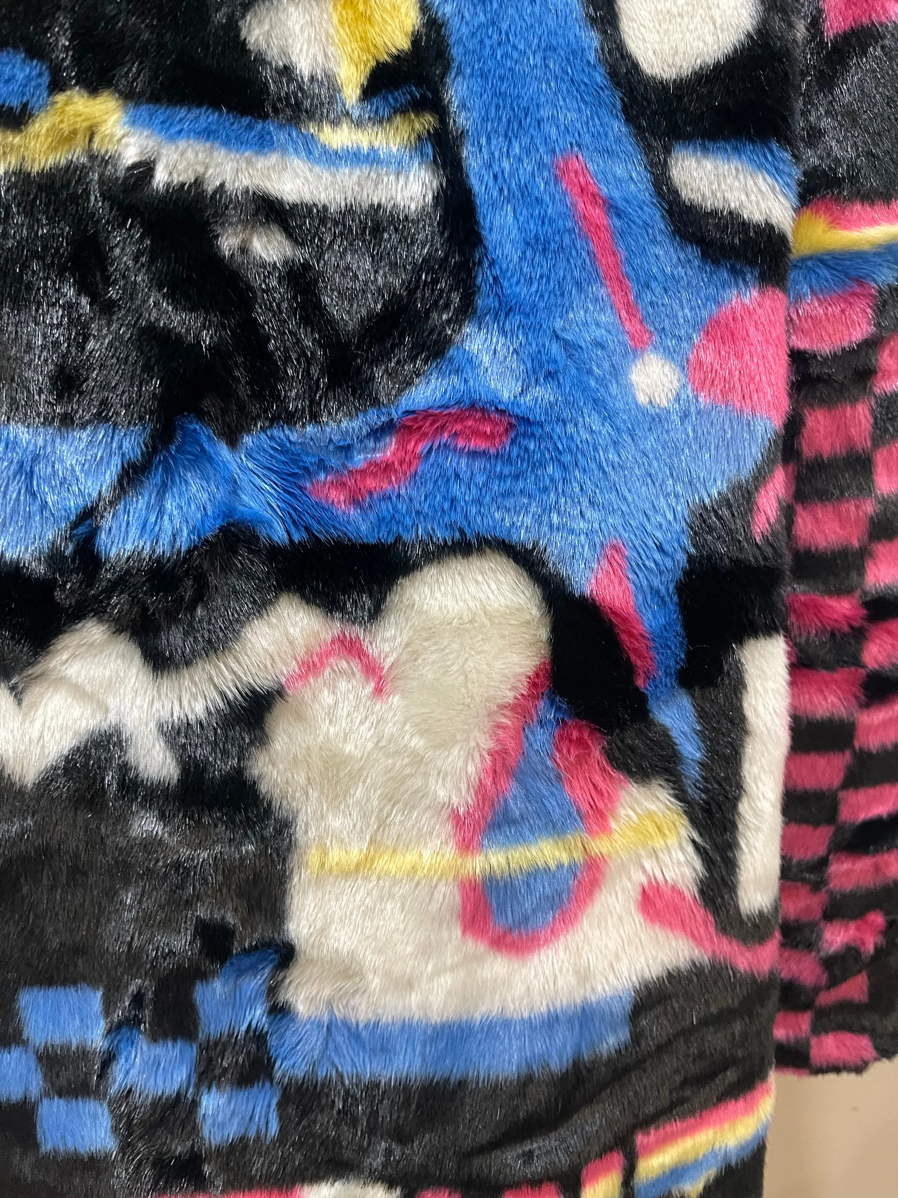 Checks N Stripes Faux Fur Coat