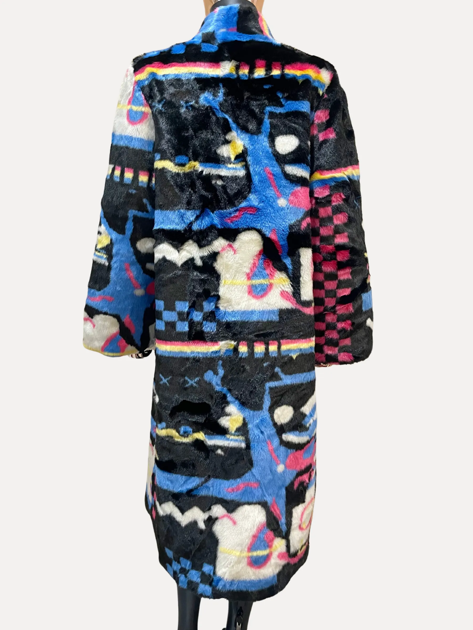 Checks N Stripes Faux Fur Coat