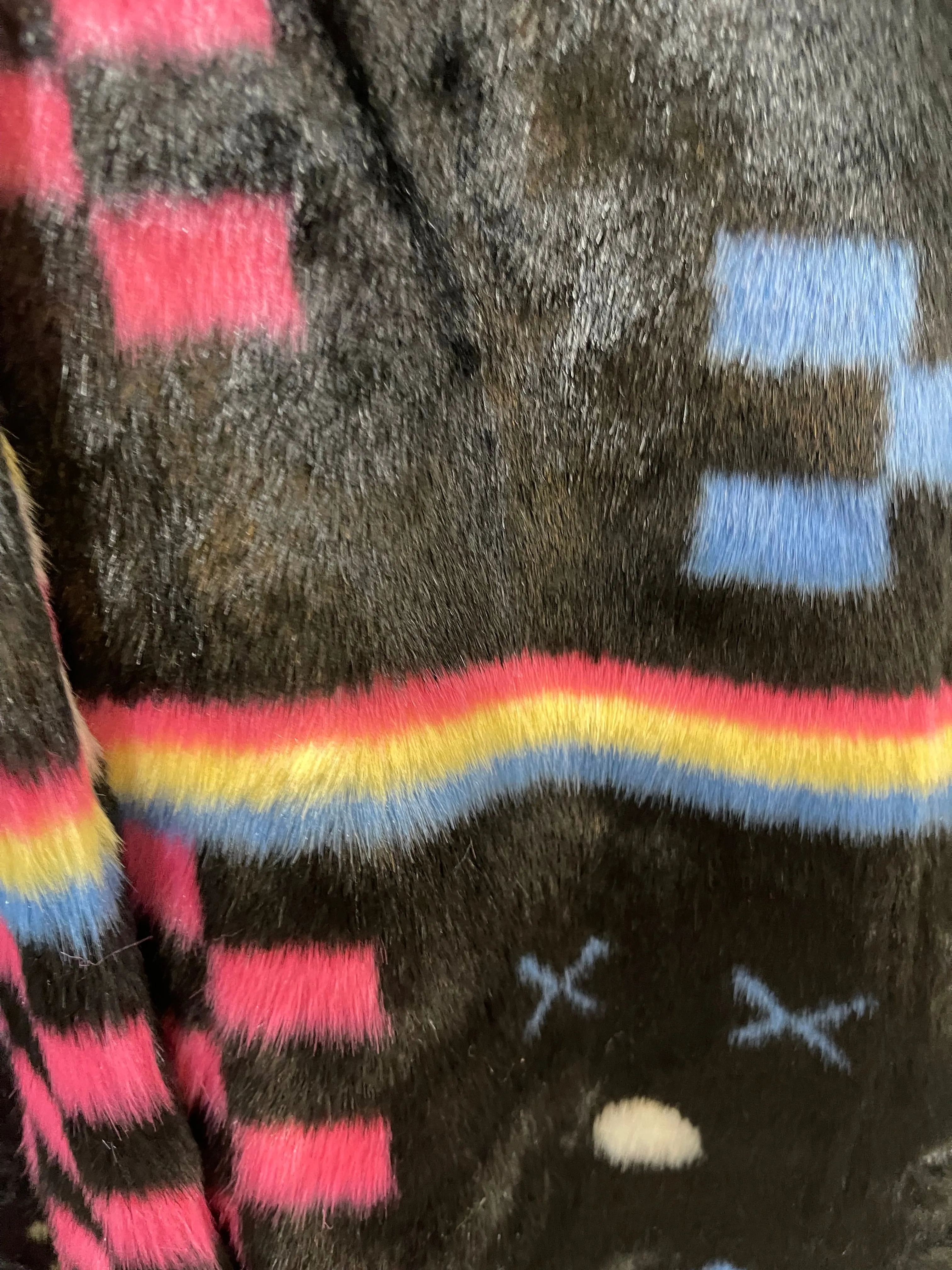 Checks N Stripes Faux Fur Coat