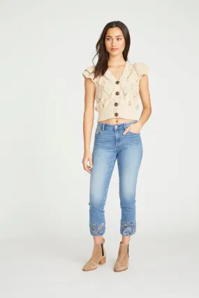 Colette Straight Crop in Paisley Bleu