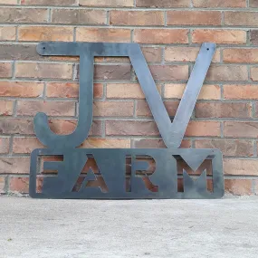 Contemporary Farm or Ranch Sign - Personalized Initials, Customized Farm Name and Brand, Porch Signs