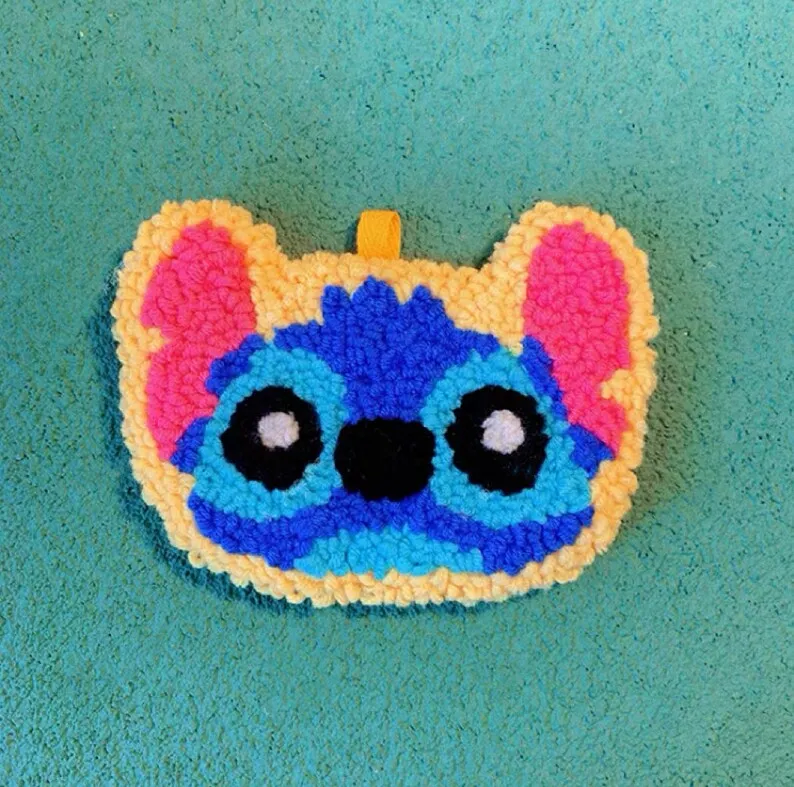Cute Cartoon Own Design Punch Needle Coaster DIY Kit with Yarn Set |  Mickey Teddy Bear Donald Duck - All materials included