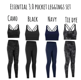 Essential 3.0 pocket leggings set with crossback bra (24.5 inch inseam)
