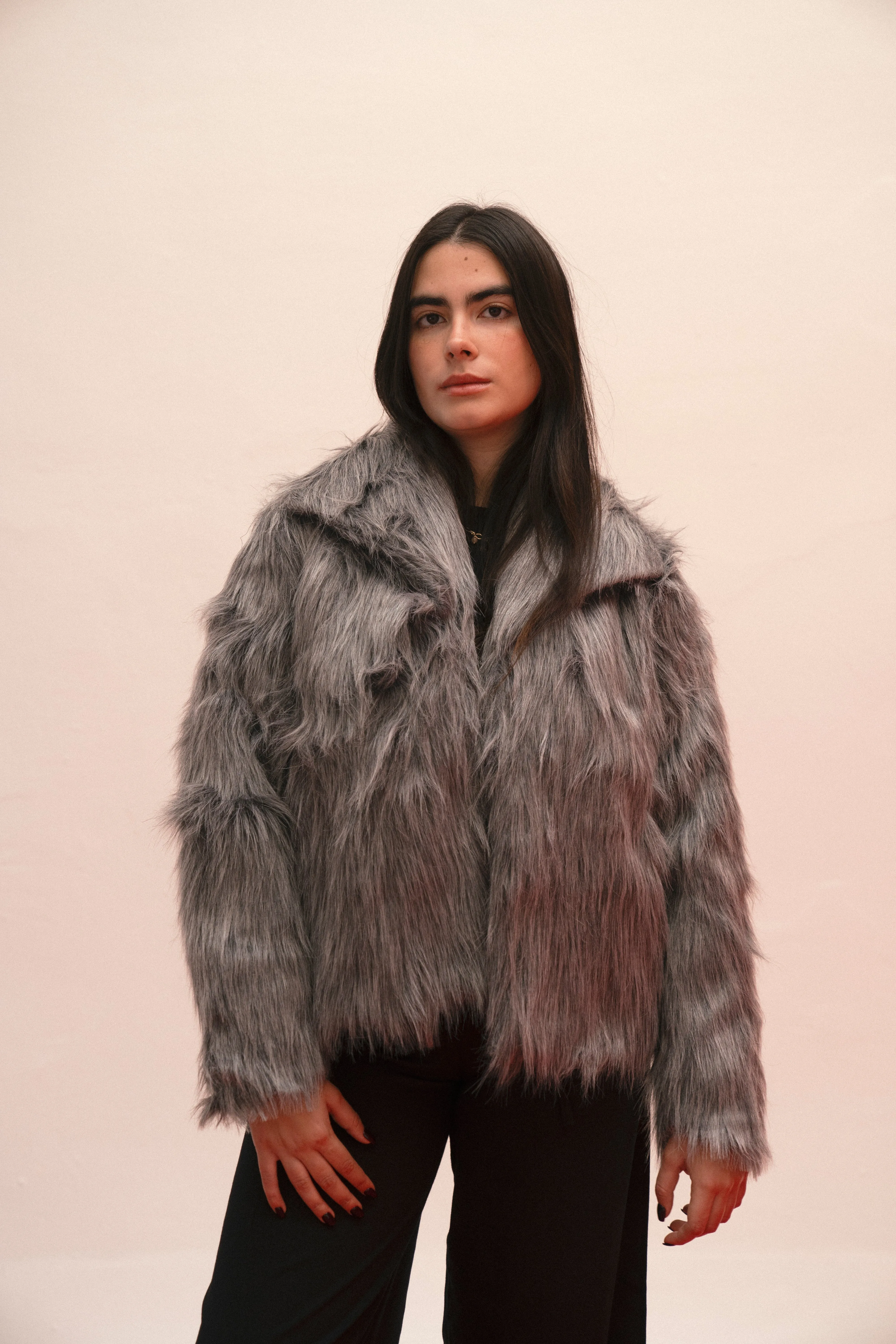 Faux Fur Jacket in Grey