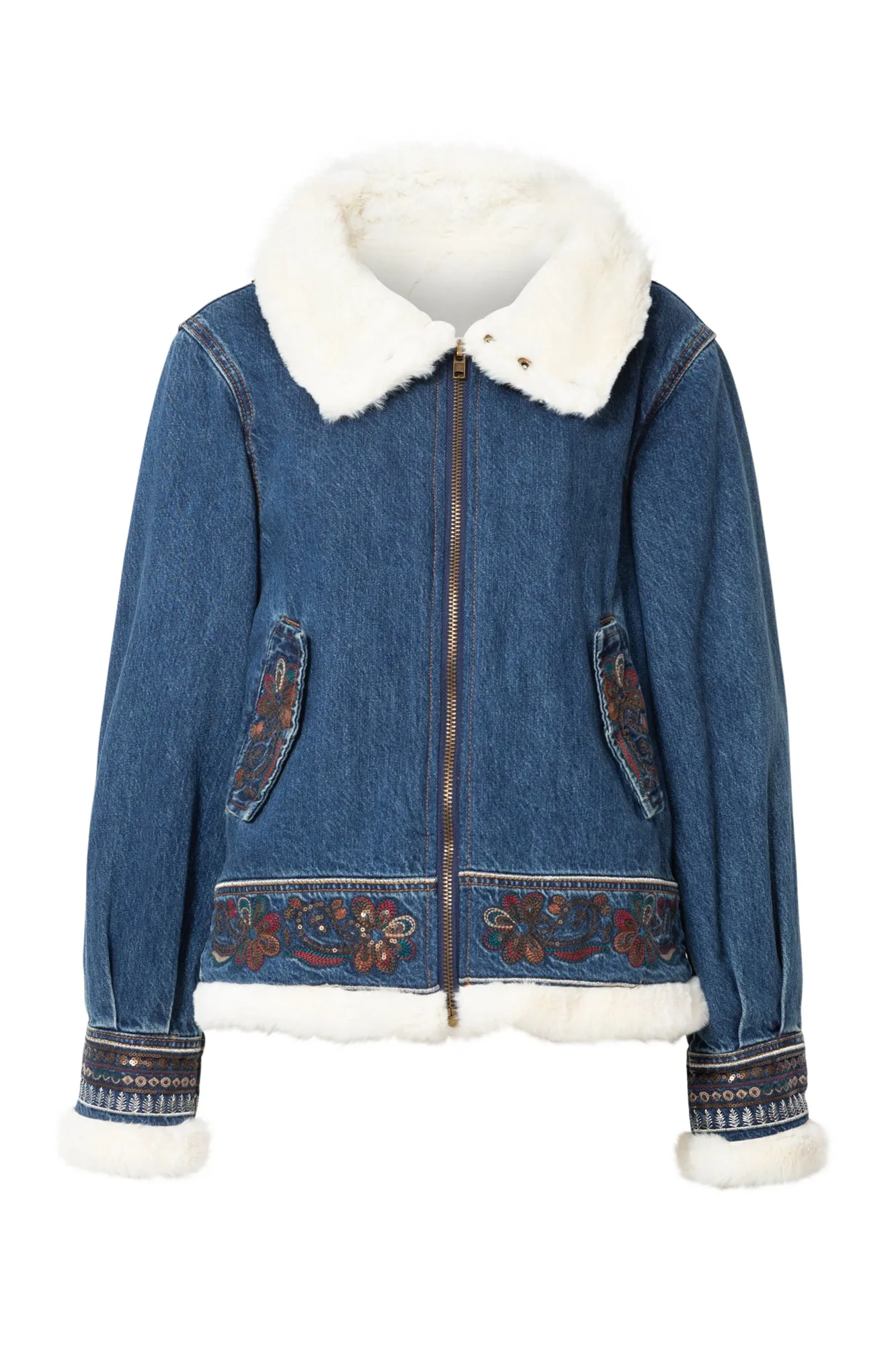 Glasgow Embroidered Denim Flight Jacket Desigual Style 19WWED57