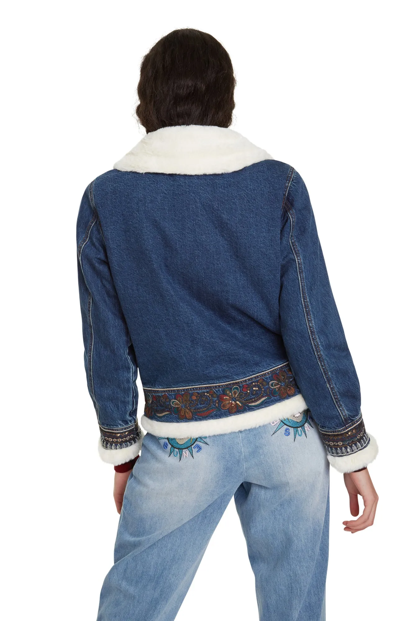 Glasgow Embroidered Denim Flight Jacket Desigual Style 19WWED57