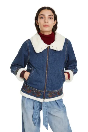 Glasgow Embroidered Denim Flight Jacket Desigual Style 19WWED57