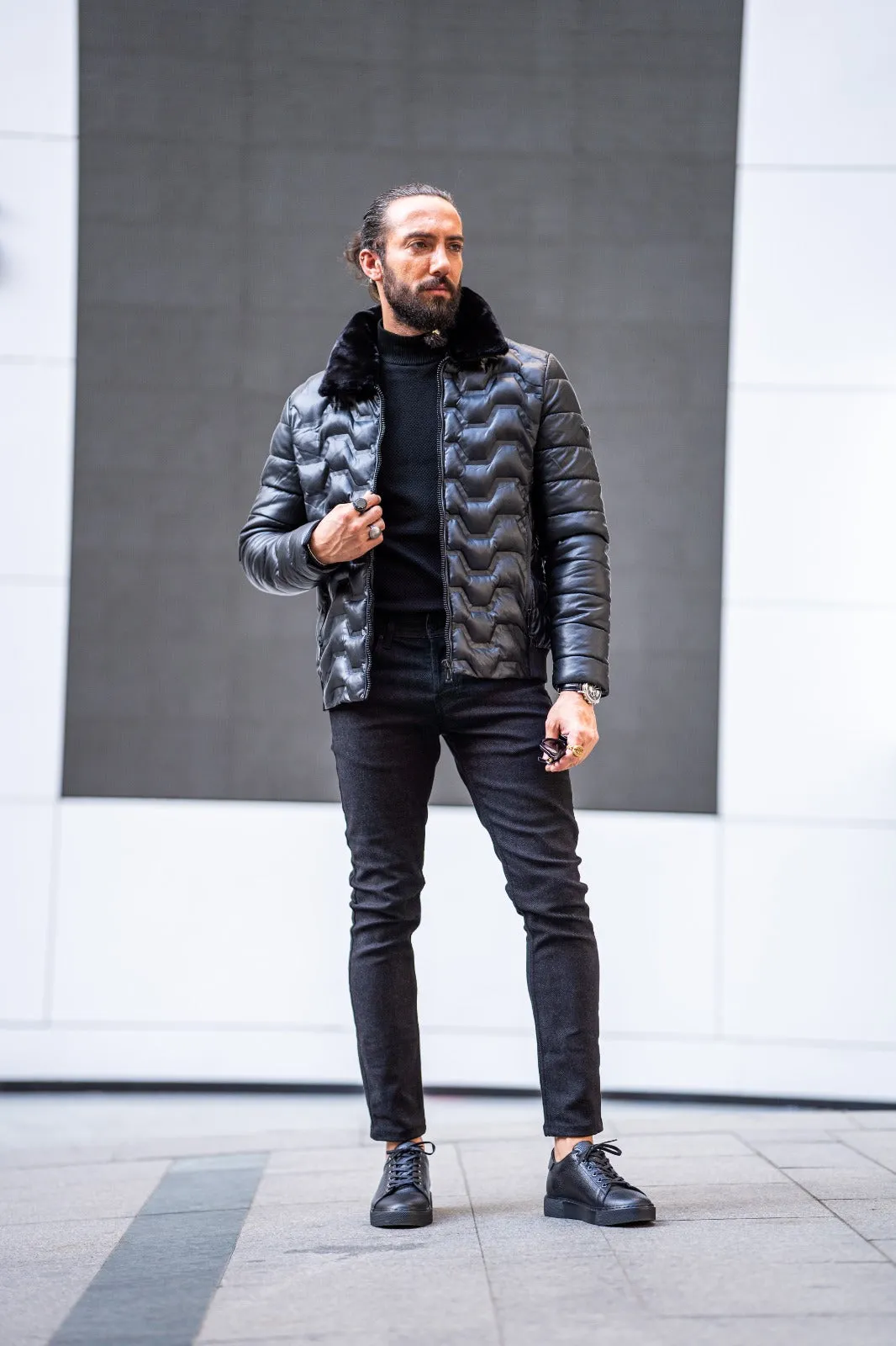 Glenn Black Slim Fit Coat