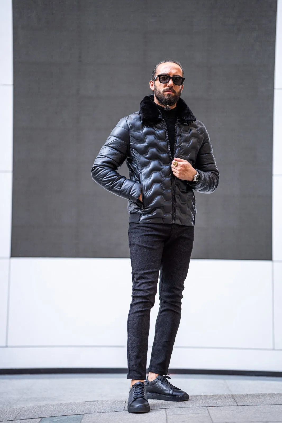 Glenn Black Slim Fit Coat