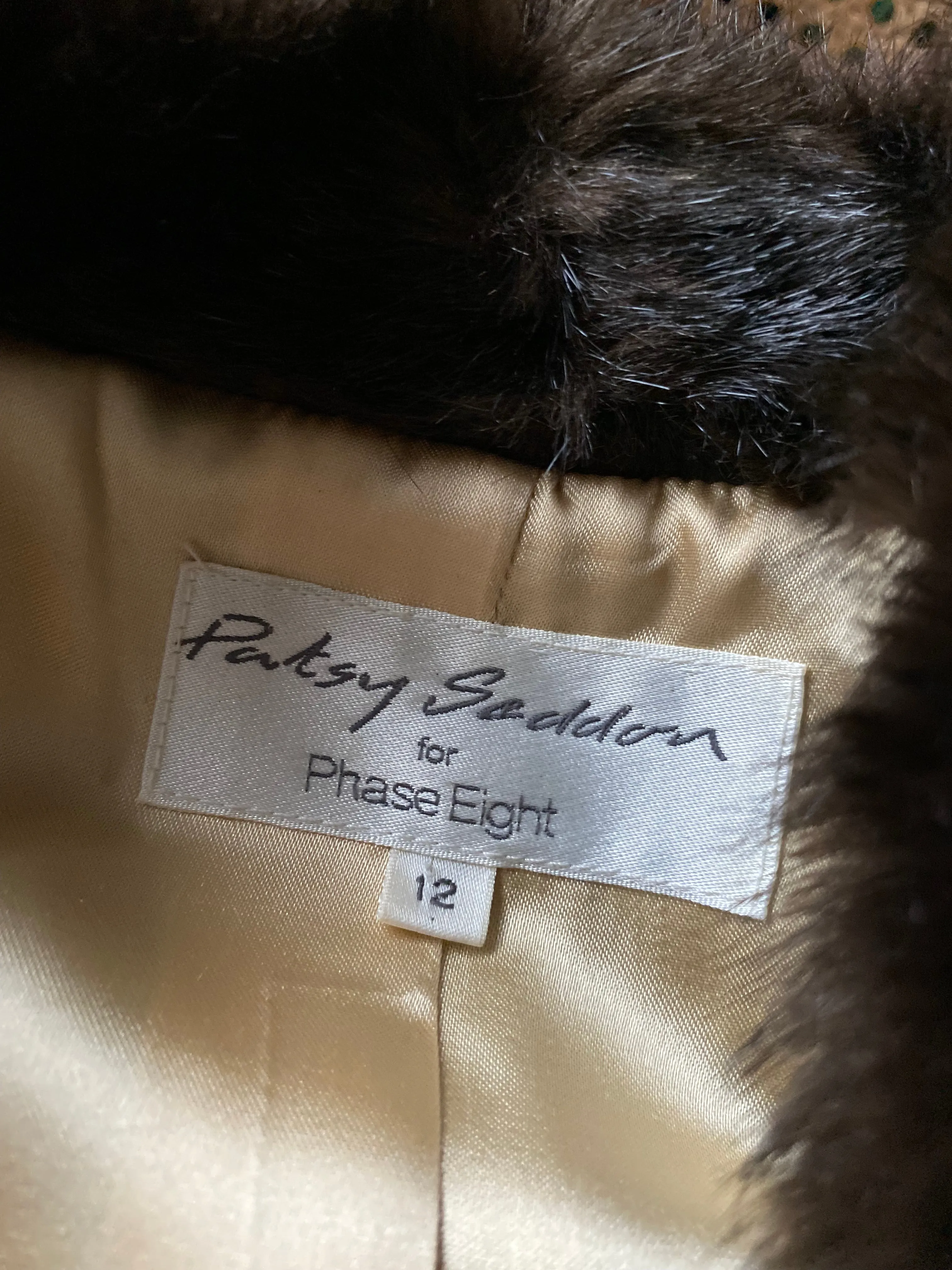 Gold vintage Patsy Seddon smoker jacket UK 8-12