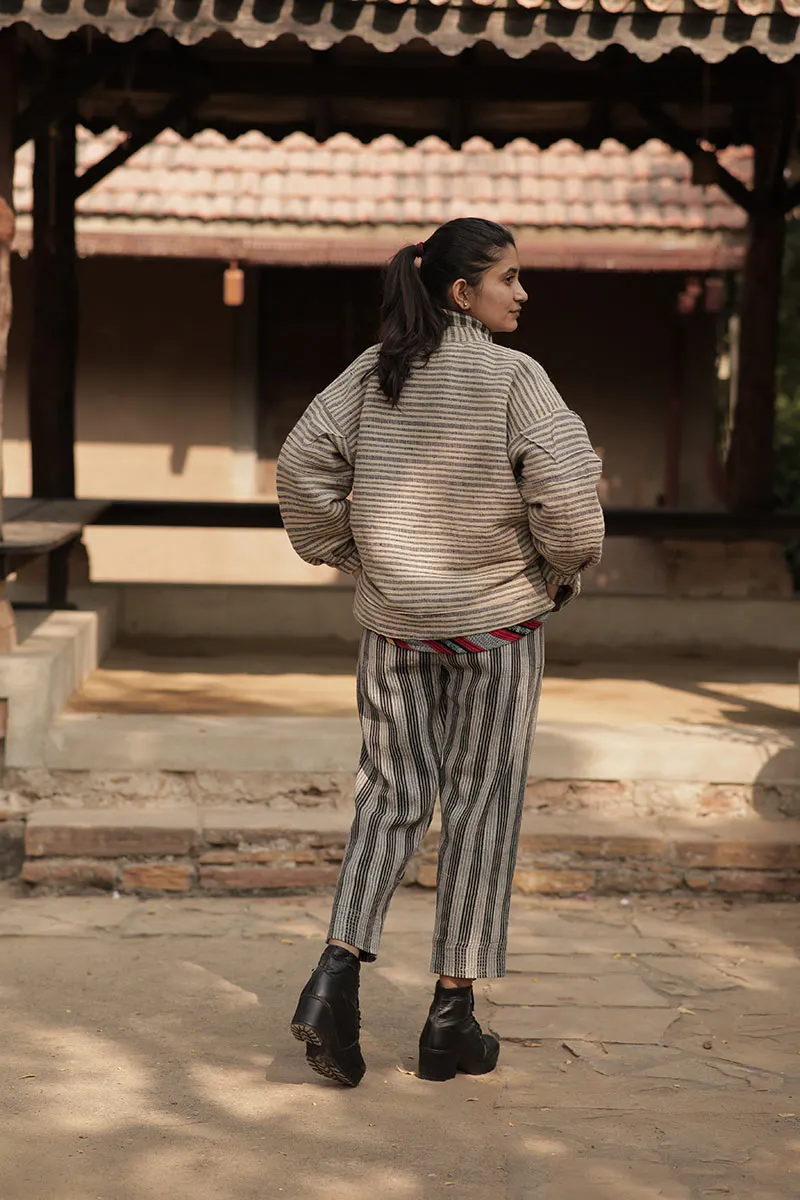 Handwoven Desi wool Stripe angada jakcet