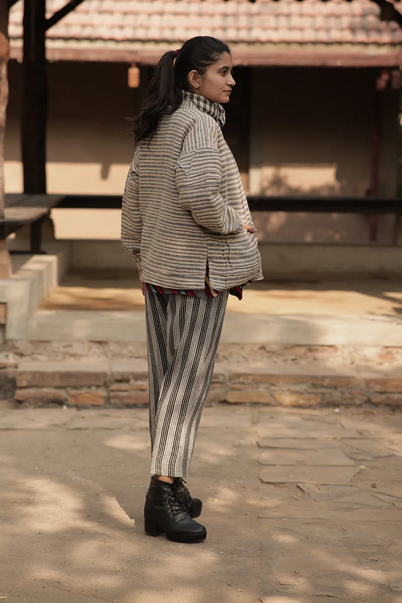 Handwoven Desi wool Stripe angada jakcet