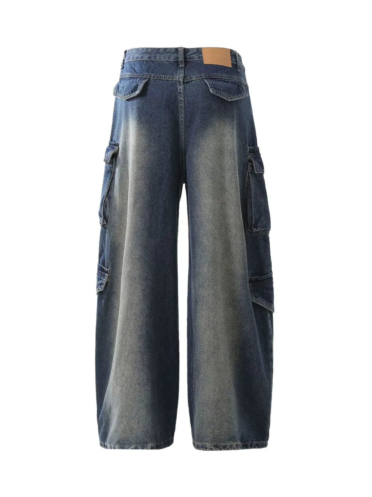 Heavy Washed Workwear Baggy Barrel Jeans