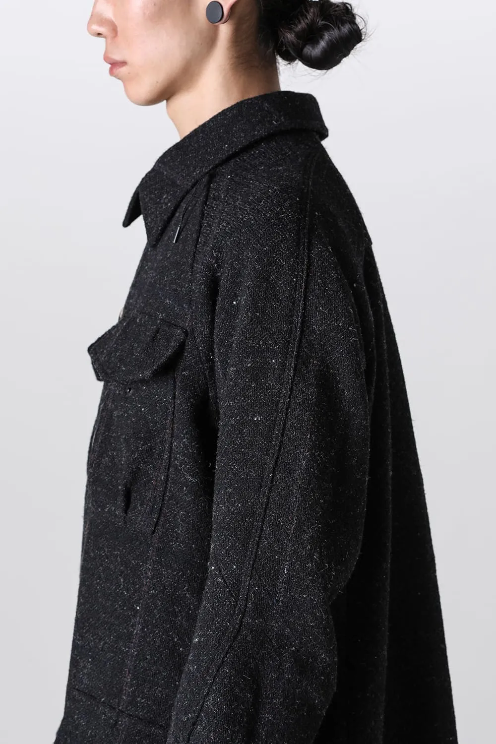 Hight neck coat Shetland wool