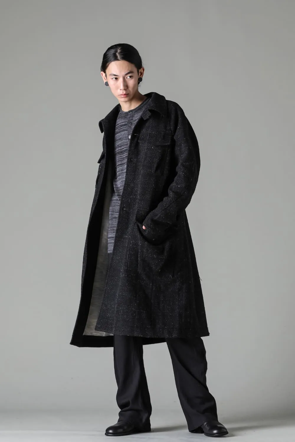 Hight neck coat Shetland wool