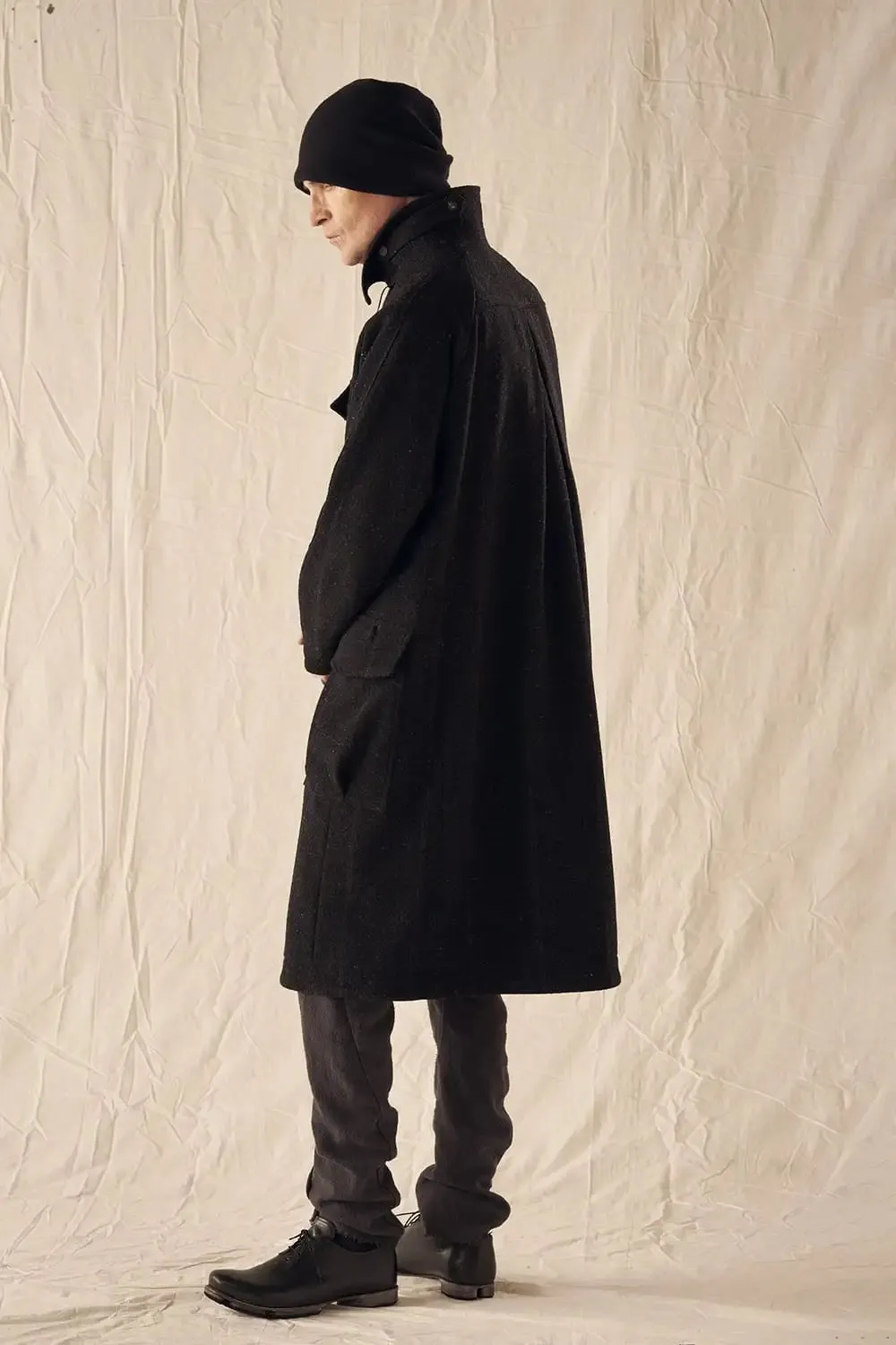 Hight neck coat Shetland wool