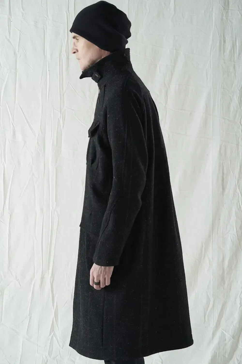 Hight neck coat Shetland wool