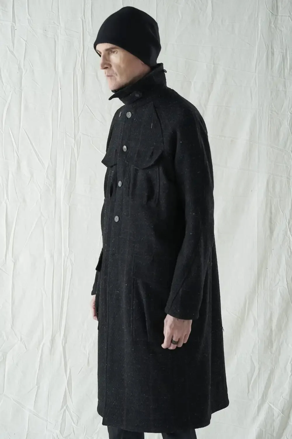 Hight neck coat Shetland wool