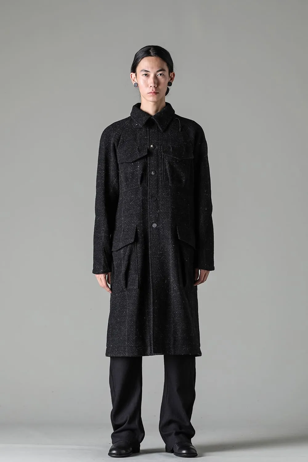 Hight neck coat Shetland wool