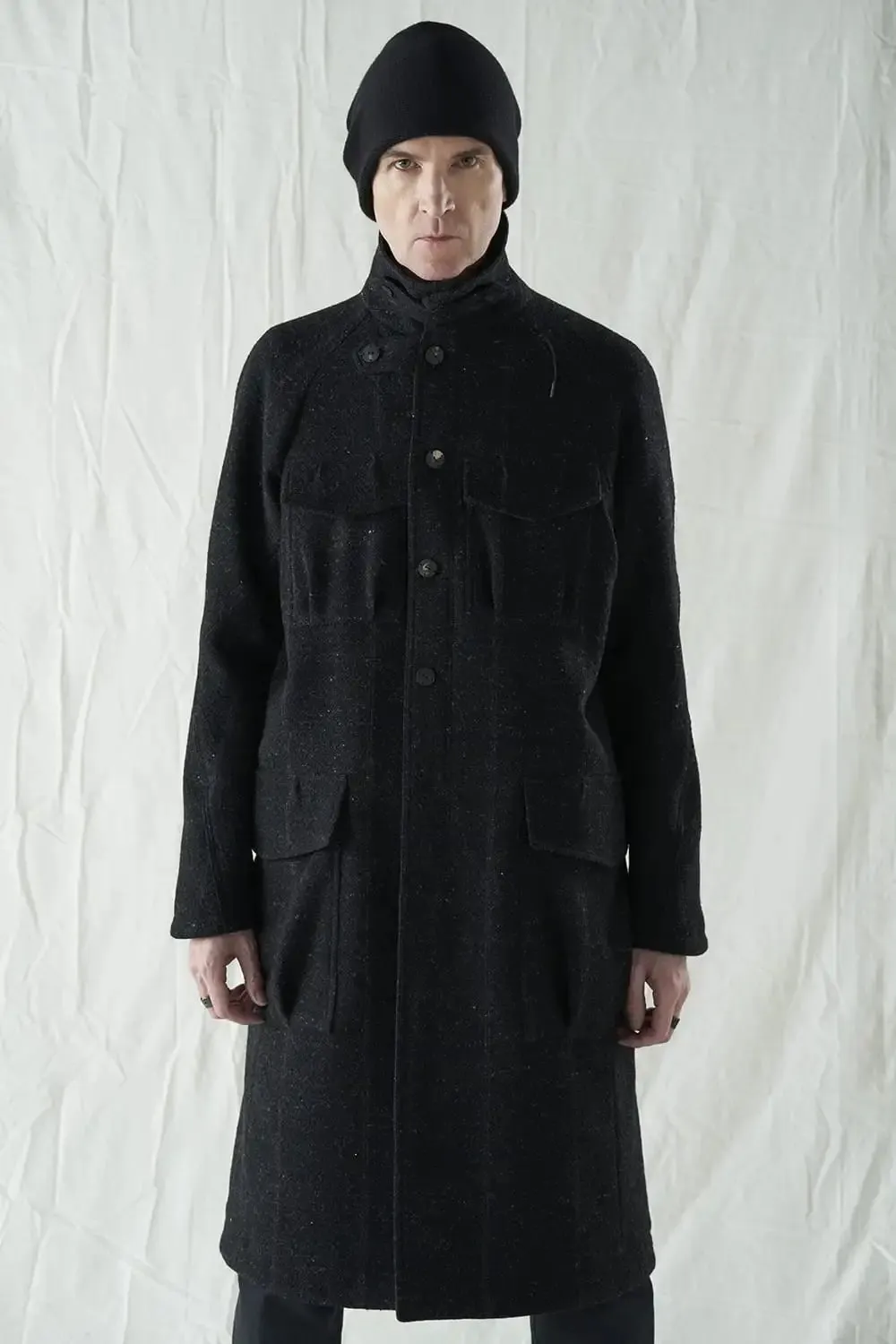 Hight neck coat Shetland wool