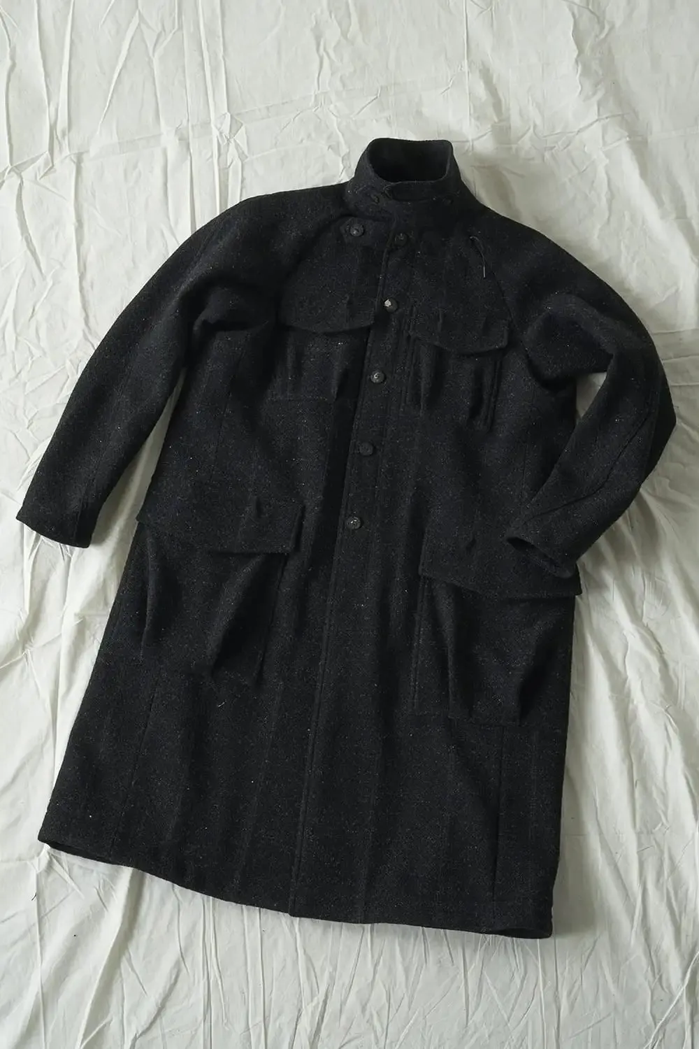 Hight neck coat Shetland wool