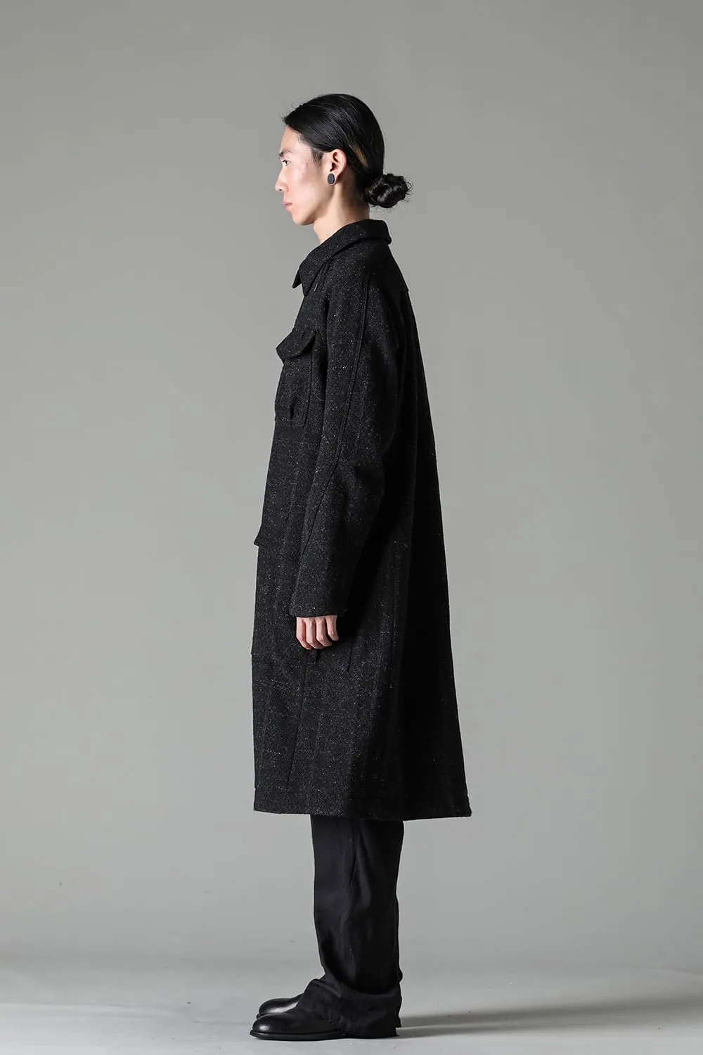 Hight neck coat Shetland wool