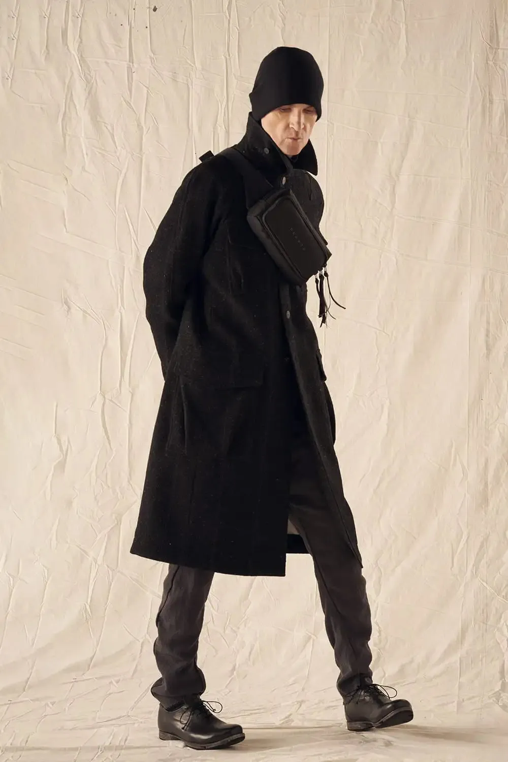 Hight neck coat Shetland wool
