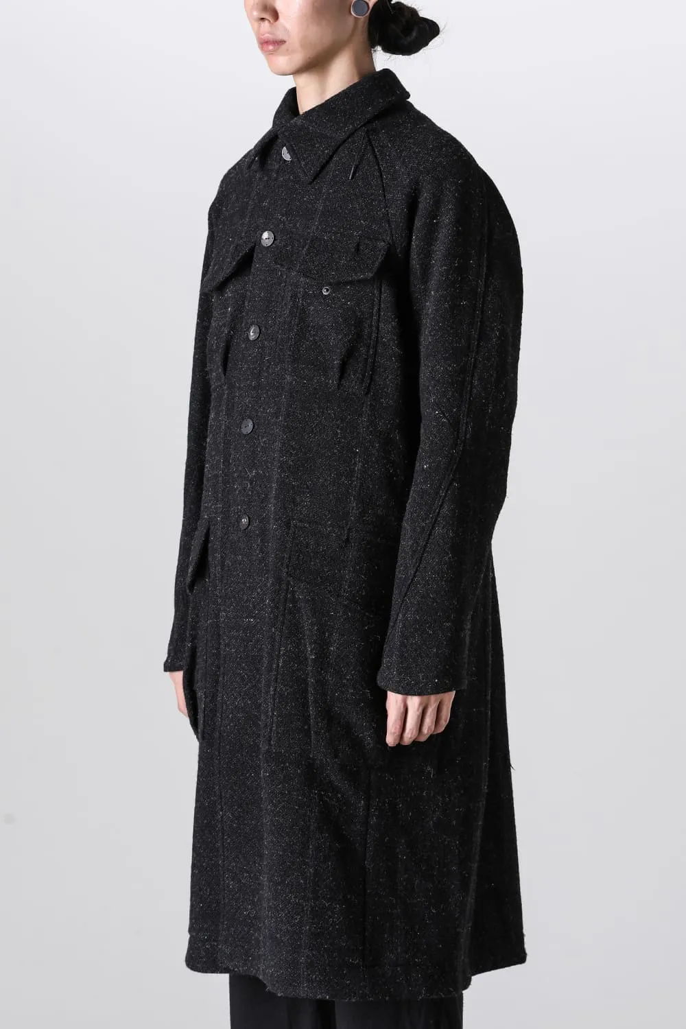 Hight neck coat Shetland wool