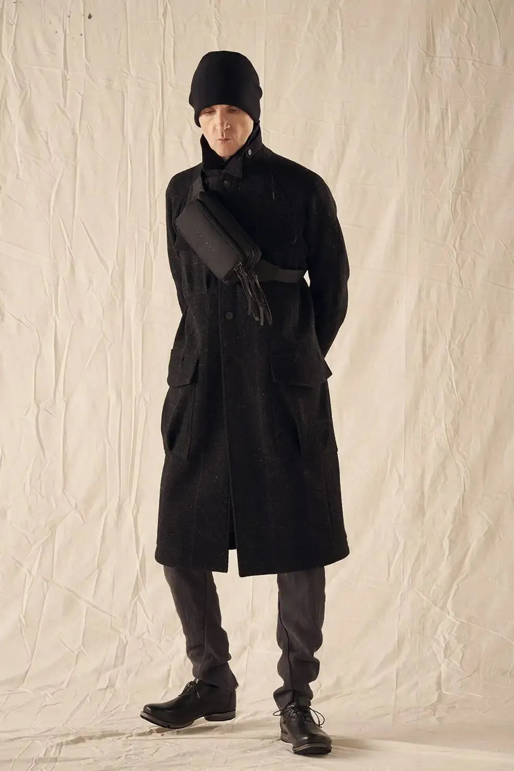 Hight neck coat Shetland wool