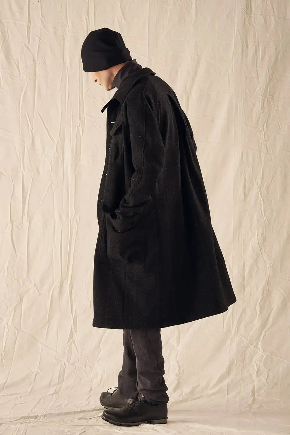 Hight neck coat Shetland wool
