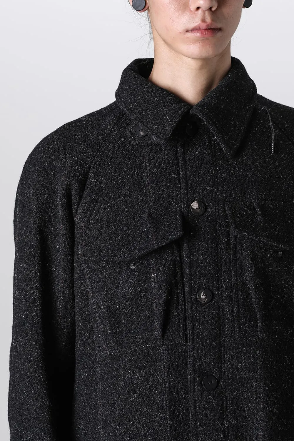 Hight neck coat Shetland wool